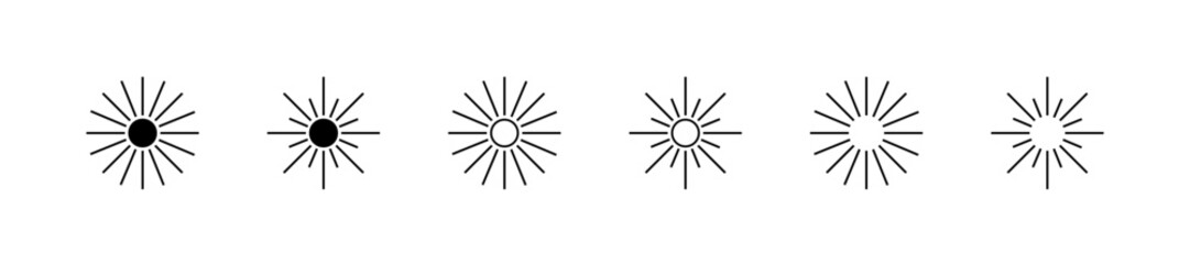 Obraz premium Series of suns with the first one being the smallest. Vector icons