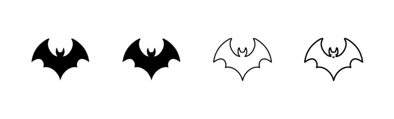 Four bat wings with a black and white color scheme. Vector icons