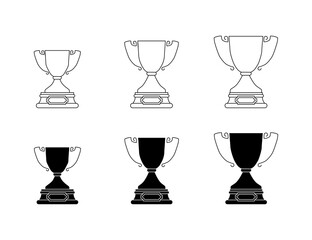 Trophy set icons. Linear and silhouette style. Vector icons.