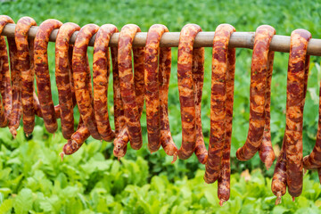 Traditional Chinese food Sichuan sausage sausage drying
