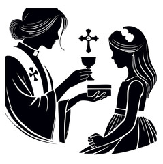 First communion girl silhouette