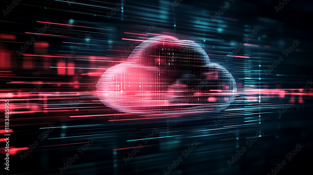 Aufkleber Cloud analytics concept visualized by abstract data bars and charts on a dark digital background, illustrating the dynamic distribution of information and power of data driven insights