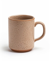 Beige Speckled Mug with Earthy Tones: A simple and elegant speckled beige mug with a warm, earthy brown rim. Perfect for coffee, tea, or hot cocoa. 