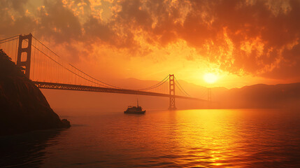 Fototapeta premium Golden gate bridge at sunset, san francisco california
