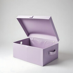A fabric storage box with a lid, placed on a white background.