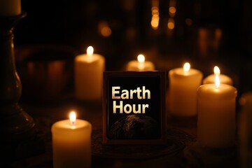 Earth Hour Candlelit Ambiance: Warm Glow, Environmental Message, and Peaceful Atmosphere
