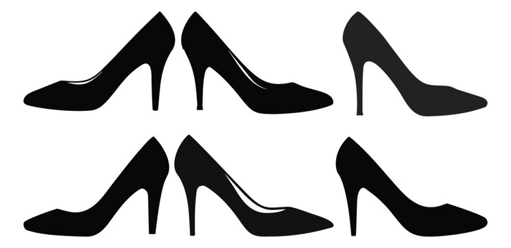 shoe high heel vector silhouette, woman high heel icon