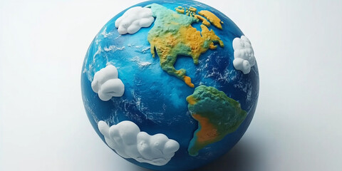 The concept of protecting planet earth. eco-friendly banner. Planet Earth, shield, greenery. 3 D model of the planet Earth.