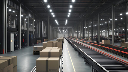 Obraz premium Smart factory logistics, the innovative use of technology to streamline, automate, and enhance logistical processes within factory setting, thereby boosting efficiency and productivity