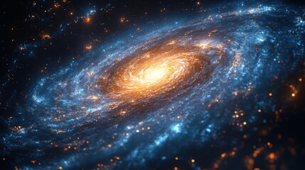 Obraz premium A view from space to a spiral galaxy and stars. Universe filled with stars, nebula and galaxy.