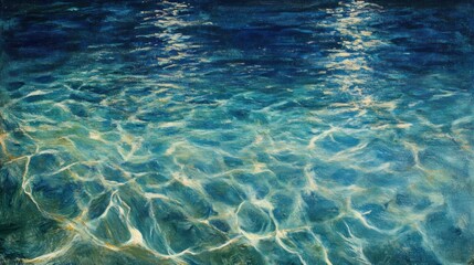 Fototapeta premium Underwater sunlight illuminating rippling turquoise water surface.