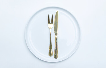 Top View Empty ceramic plate, Dining Etiquette Sign