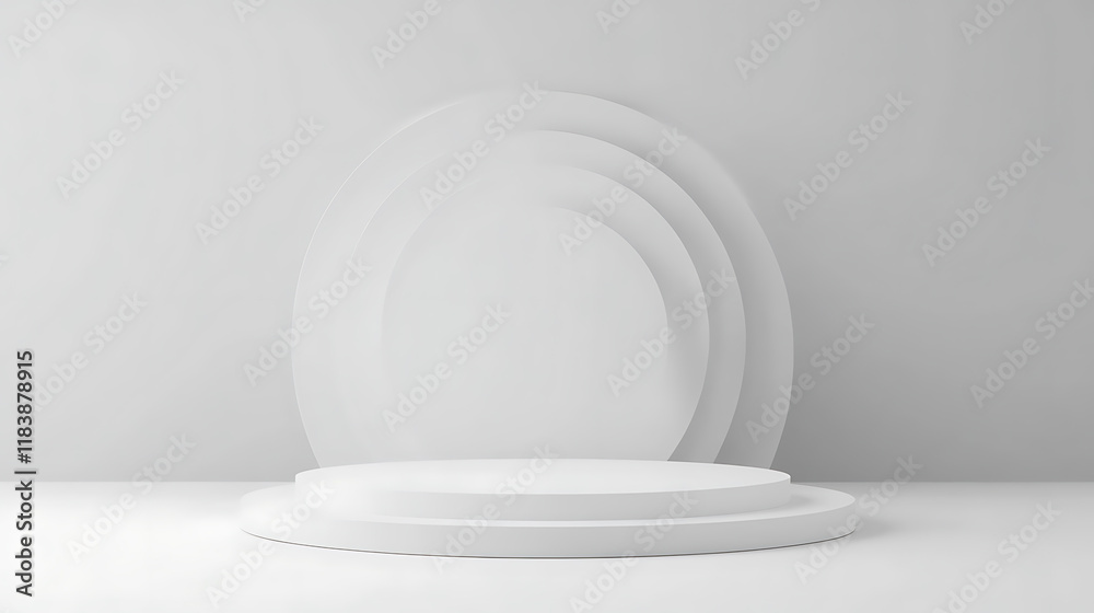 Aufkleber abstract empty white podium on white background, mock up stand for product presentation, 3d illustra