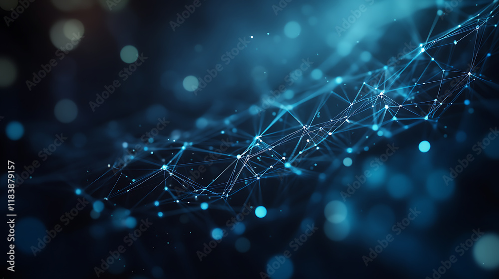 Aufkleber abstract plexus technology science 3d photo, background image, dark tone