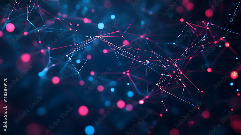 Poster abstract plexus technology science 3d photo, background image, dark tone