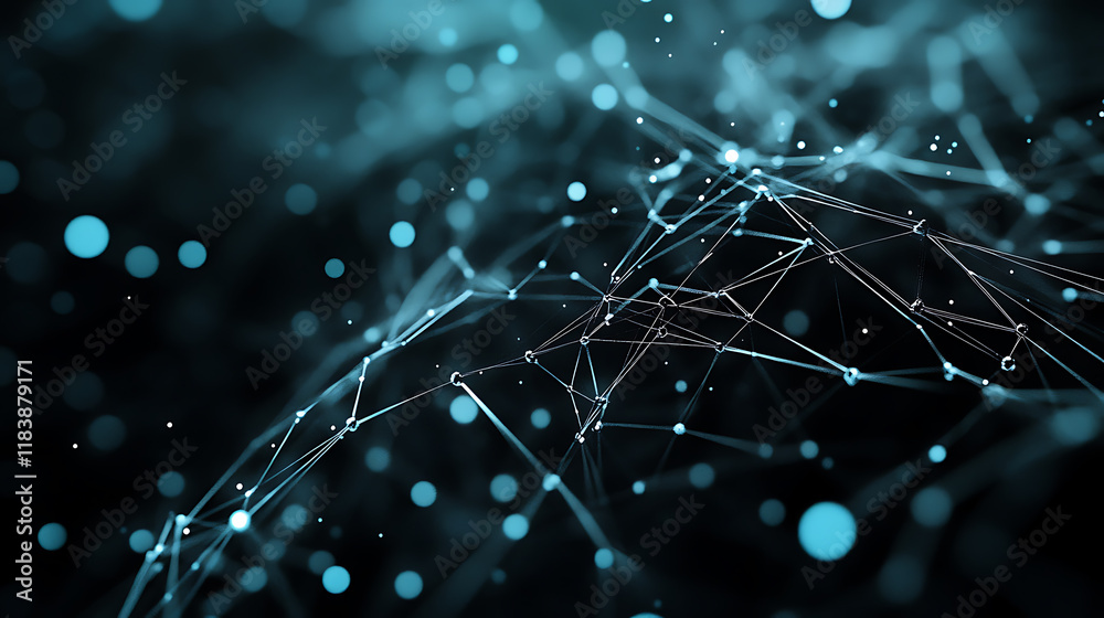 Aufkleber abstract plexus technology science 3d photo, background image, dark tone