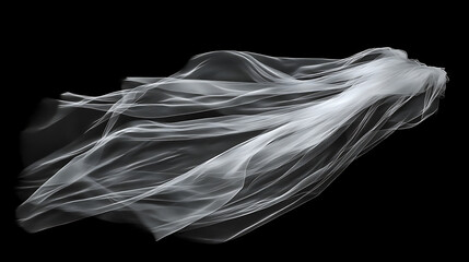 Fototapeta premium An white bridal veil, flying, cut out, on black background