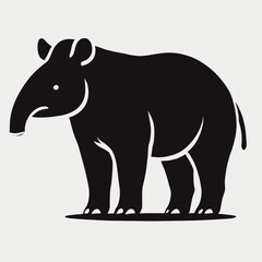 Fototapeta premium very simple flat and minimalist Tapir silhouette in black on a white background