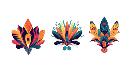 Flat vector design Carnival-themed festive fireworks, isolated on white, PNG file, Carnival festival