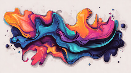 Color graphic modern abstract sticker element in hand drawn style