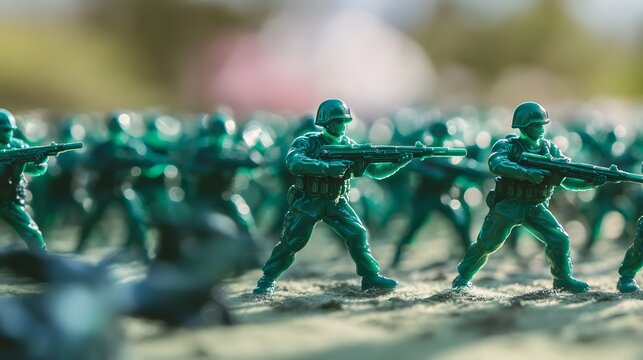 Green Army Men: A Miniature Warfare Scene - Powered by Adobe
