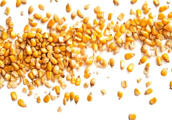 Set of yellow corn purรฉe in pieces, isolated on a white background. Detailed, in PNG format. 