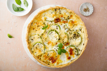 Traditional courgette quiche