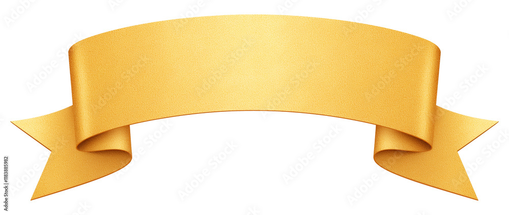 Aufkleber golden ribbon banner with smooth texture and elegant folds, isolated on transparency background, per