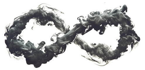 swirling infinity symbol made of ethereal grey smoke, isolated on transparency background, creating sense of mystery and endlessness