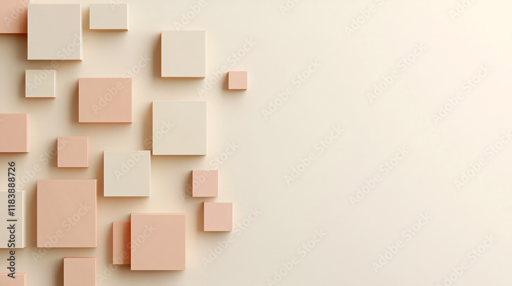 Poster a 2d flat design featuring pastel-colored rectangles arranged on a simple backdrop, perfect for a wa