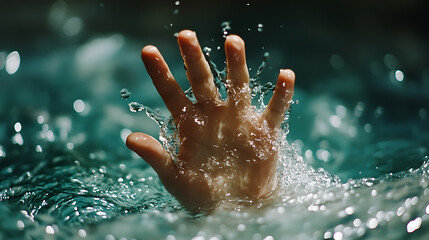 Hand coming out of water, baptism, worship