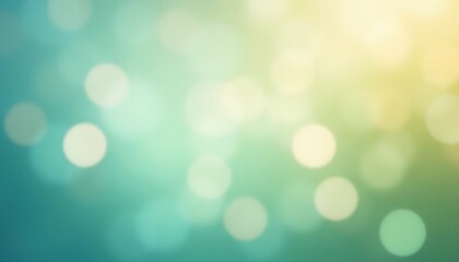 Obraz premium Abstract bokeh background with teal and yellow hues. Soft, blurred circles create a dreamy, peaceful atmosphere. Perfect for design projects needing a tranquil backdrop.