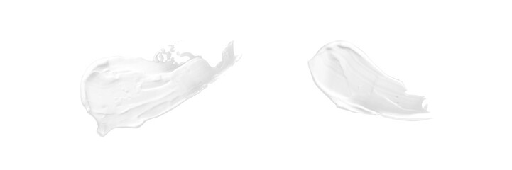set of white cream smear isolated on white or transparent png