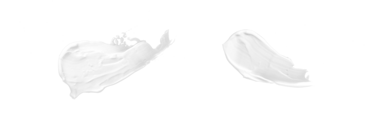 set of white cream smear isolated on white or transparent png