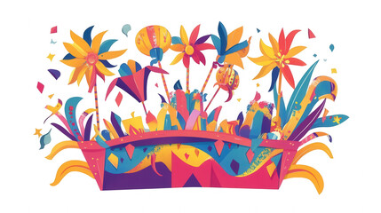 Flat vector design Carnival-themed festive parade, isolated on white, PNG file, Carnival festival