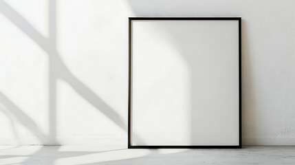 Large blank frame leaning against a white wall