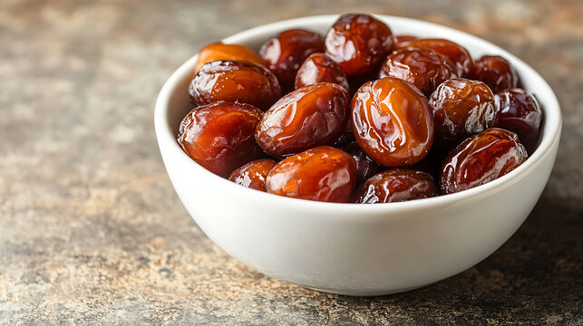 Khajoor or pind khajoor: wet dates in a white bowl