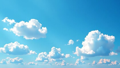 Blue Sky with White Clouds, Clear Weather, Cloudscape, Beautiful Sky, Summer Day
