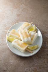 Homemade popsicles with lemon curd
