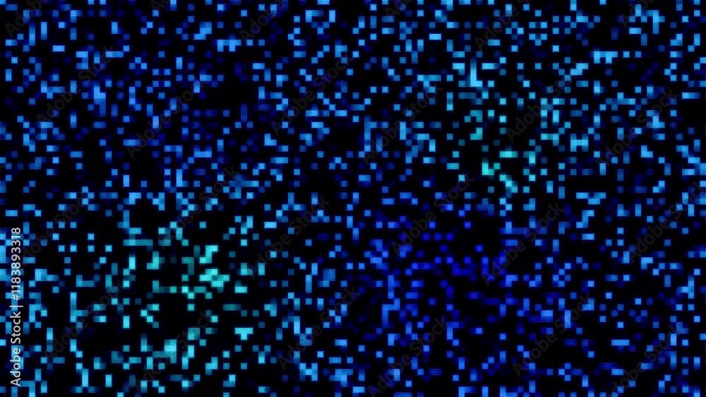 Wall mural blue neon dots flashing randomly on a 4k black loop background