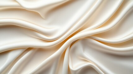Fototapeta premium Luxurious White Satin Fabric with Soft Curves and Silky Texture