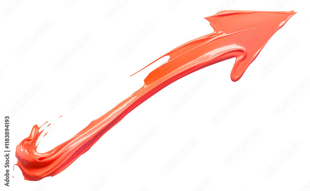 Aufkleber smooth, curved arrow painted in soft peach with glossy texture and dynamic brushstroke design, symbolizing direction and progress