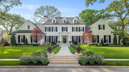 Elegant Colonial-Style Home with Beautiful Landscaping