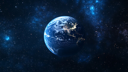 Sphere of nightly earth planet in outer space