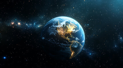 Obraz premium Sphere of nightly earth planet in outer space