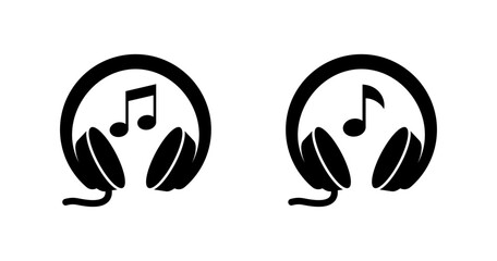 Headphones icons. Silhouette style. Vector icons.