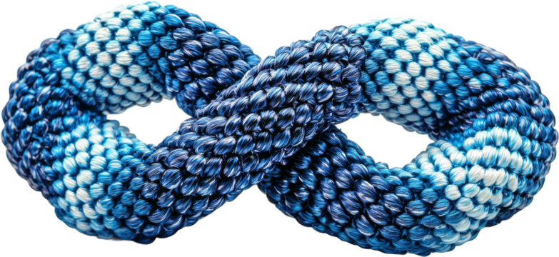 Colorful Blue Infinity Knot Rope Design Isolated on transparent background