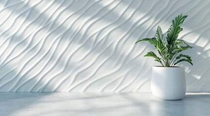 3D render, abstract white background with a wavy pattern for product presentation