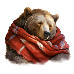 Bear with Scarf Clipart Vector Illustration