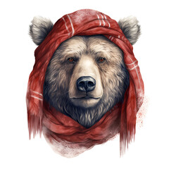 Bear with Scarf Clipart Vector Illustration